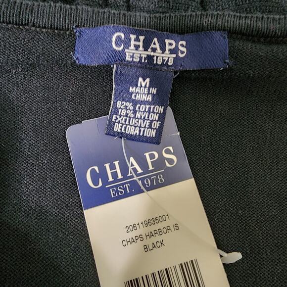 Chaps Women's Sweater Black Long Sleeve Ruffle Tiered V Neckline Knit Medium NWT - Picture 6 of 9